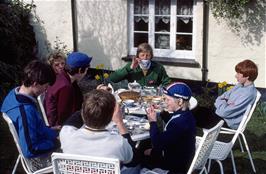 Anyone for tea?  The group enjoy a delicious cream tea just around the corner from Allerford