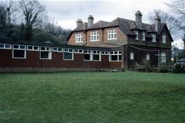 Exford youth hostel from the rear gardens, showing the dormitory extension on the left