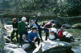 The group enjoying a well-earned rest at Watersmeet after coffee in Watersmeet House