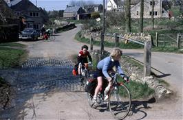 Steven Bowles and Matthew Burrows enjoy yet another ford, this time at Shipton Oliffe