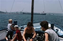 Andy Billington secures the bikes while Martin, Steven and Duncan enjoy the ferry ride from St Mawes to Falmouth