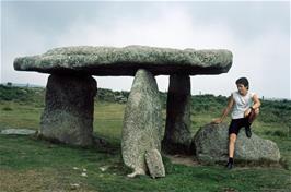 Andrew Billington looking unimpressed with Lanyon Quoit, an ancient megalithic tomb off the road from Penzance to Morvah