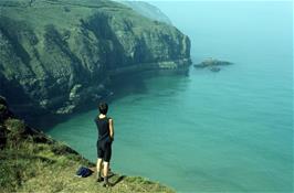 Andrew Billington enjoys the fabulous views to Shag Rock from Perranporth youth hostel at Droskyn Point