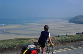 Jamie Spence admires what must be the best beach in Cornwall as we ride down to Perranporth from the hostel