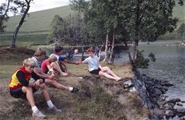 Lunch by the jetty near Loch Ossian YH