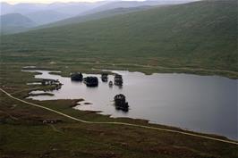 The western end of Loch Ossian, showing the location of the youth hostel