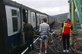 Boarding the train at Corrour station