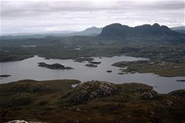 Northern view from Stac Pollaidh looking to mount Suilven over Loch Sionasgaig