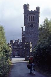 Leaving Carbisdale Castle youth hostel via the courtyard entrance