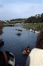 Rafts approach the finish at Totnes