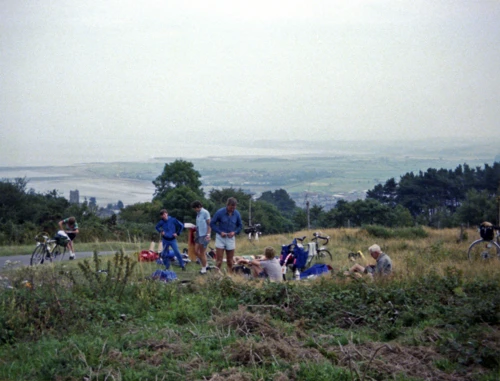 Don Hassall hassling Antony; John very pleased with his 'ostel lunch.