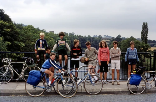 Another group photo on the bridge at Hay-on-Wye, looking south