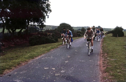 John takes pole position on the ride over Mynydd Illtud from Brecon.  This photo was taken near Blaencamlais, about 5 miles beyond Brecon